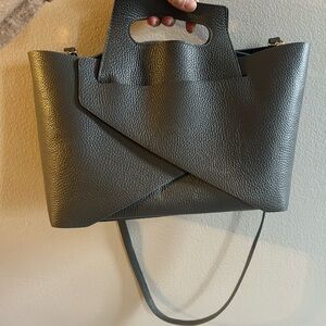Gray Leather Tote Bag